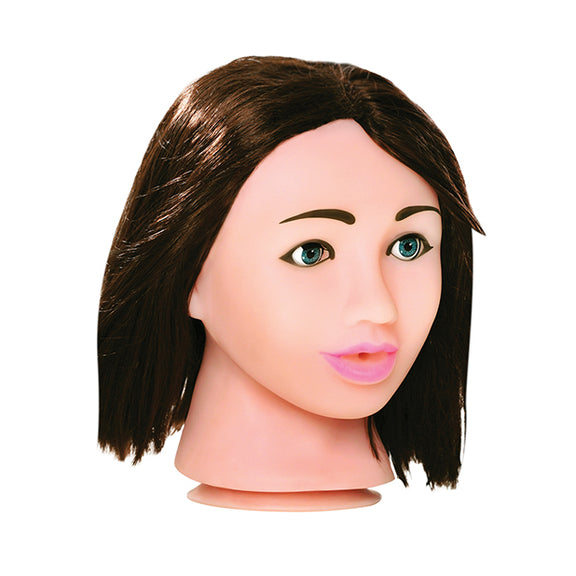 The Pipedream Fuck My Face brunette with a clear view of the gigantic, powerful suction cup at the base of the neck. | Kinkly Shop