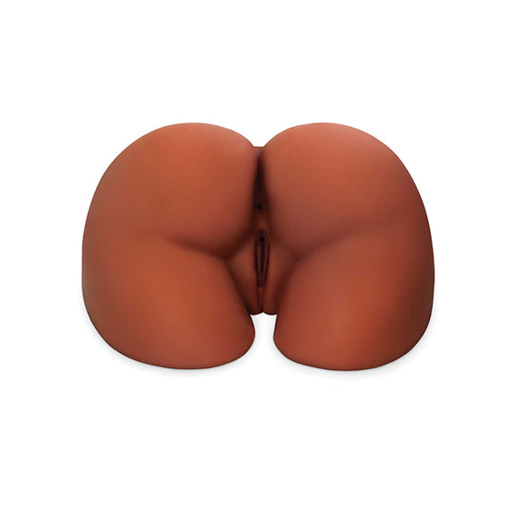 Clear view of the vulva of the Perfect Ass XL tucked between the thighs of the doll. The doll has sculpted thighs and creases under the butt curve. | Kinkly Shop