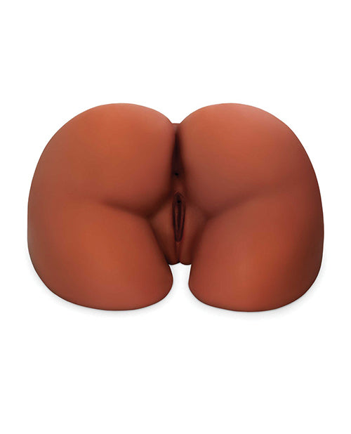 Clear view of the vulva of the Perfect Ass XL tucked between the thighs of the doll. The doll has sculpted thighs and creases under the butt curve. | Kinkly Shop