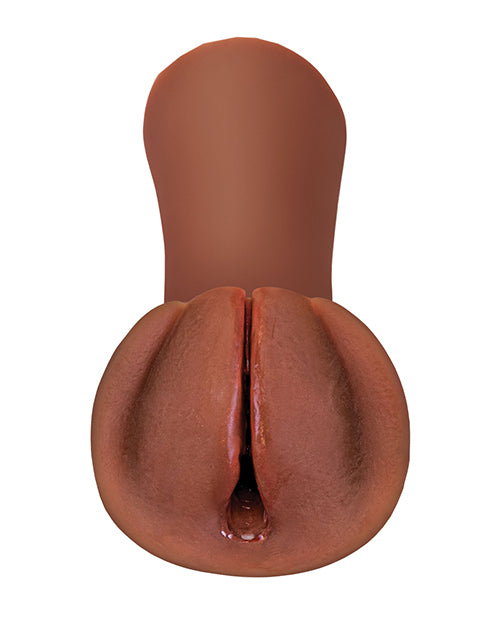 Close-up to the vulva slit on the Slippery Slit that leads into the textured tunnel inside of the Slippery Slit stroker | Kinkly Shop