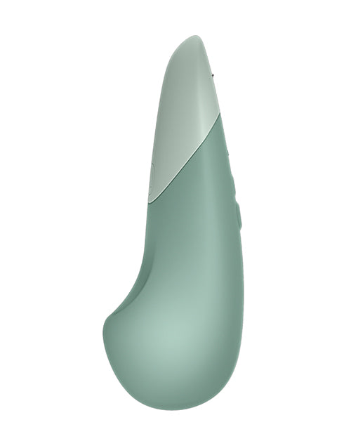 A side profile of the Womanizer Vibe. This showcases the noticeable hook at the tip of the vibrator. | Kinkly Shop
