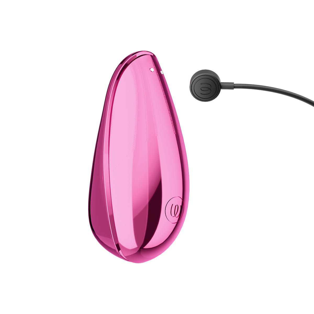 The underside of the Womanizer x Iggy Azalea Liberty 2 shown next to the charging cable. It has two magnetic charging port prongs to easily connect a magnetic charger. | Kinkly Shop