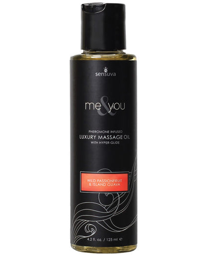The Sensuva Me & You Massage Oil in Wild Passionfruit and Island Guava. | Kinkly Shop