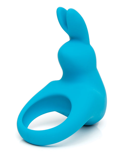 The Happy Rabbit Rechargeable Cock Ring in Blue against a plain white background | Kinkly Shop