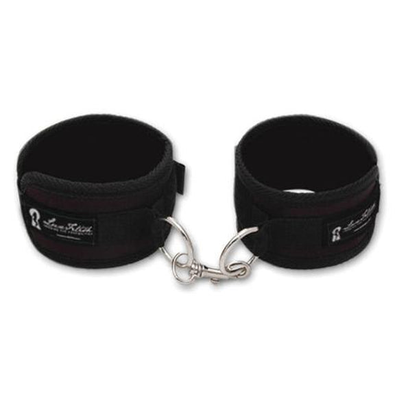 The Lux Fetish Love Cuffs in front of a plain white background | Kinkly Shop