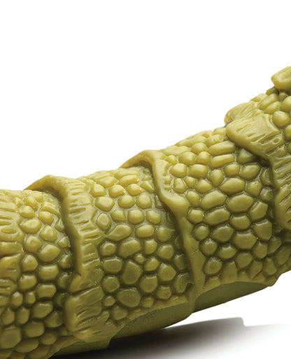 Close-up shot of the intense, pebbled texture all along the shaft of the Creature Cocks Swamp Monster | Kinkly Shop