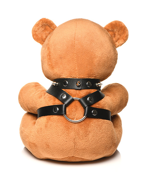 Backside of the Master Series Kinky Pup Bear, showcasing the collar and chest harness. | Kinkly Shop