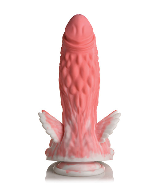 Top-down view of the Creature Cocks Pegasus showcases the noduled shaft length in addition to two little pegasus wings at the base of the dildo. | Kinkly Shop