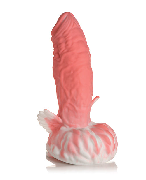 The Creature Cocks Pegasus in front of a plain white background. The dildo has tiny wings at the base of its shaft. | Kinkly Shop