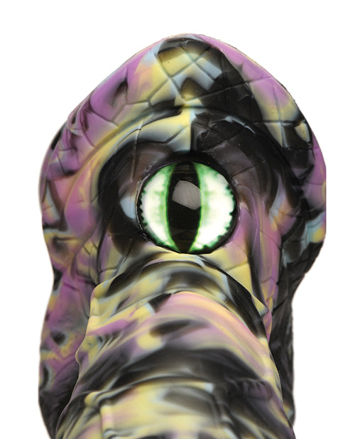 Close-up on the cyclops "eye" that's built into the base of the dildo | Kinkly Shop