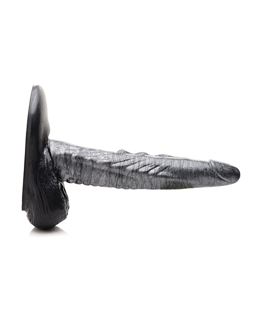 The Creature Cocks Gargoyle shown sideways. The dildo has a relatively realistic biological, circumsized head but it turns into a very ribbed texturing near the mid and base of the shaft. | Kinkly Shop