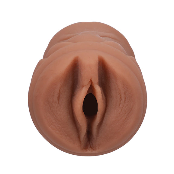 Close-up on the entrance of the Signature Strokers - Alexis Tae. The stroker is detailed enough to even see skin texture! | Kinkly Shop