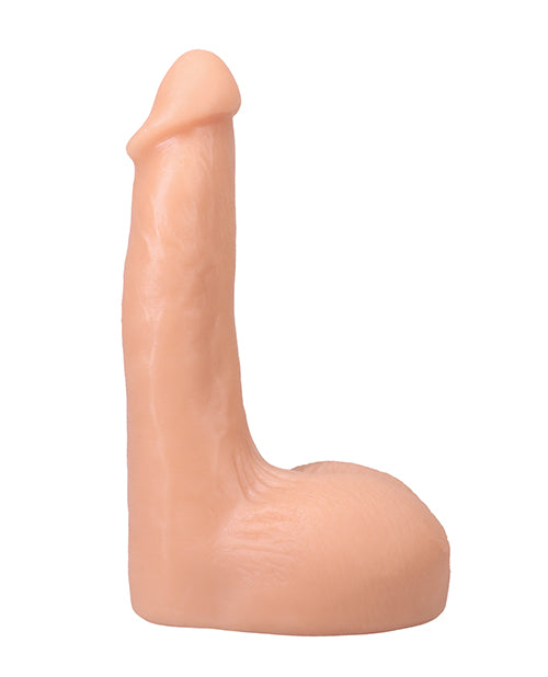 Side view of the Signature Cocks - The Flesh Mechanic dildo in front of a plain white background | Kinkly Shop