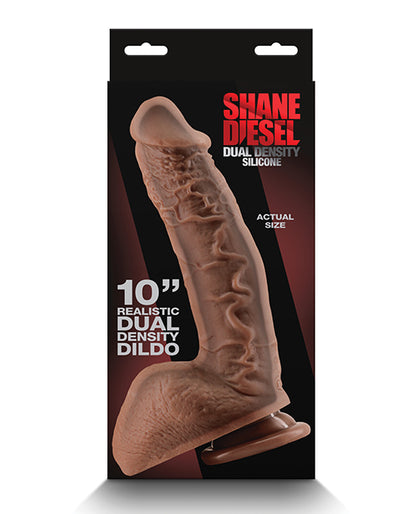Backside of the packaging of the Shane Diesel 10" Dual Density | Kinkly Shop