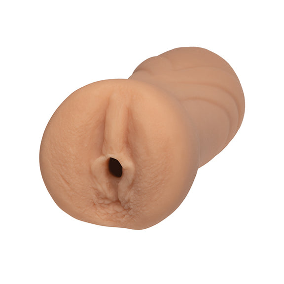 Close-up on the entrance of the Signature Strokers - Ariana Marie. The stroker has skin texturing that's direct from Ariana's own body. | Kinkly Shop