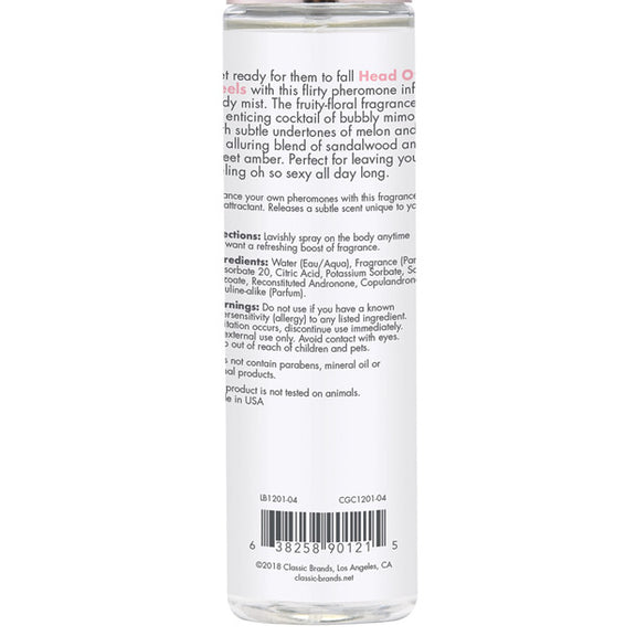 Backside of the packaging of the CG Pheromone Body Mist | Kinkly Shop