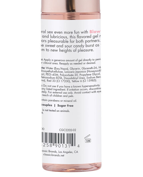 Backside of the packaging of the CG Blow Me Oral Sex Gel | Kinkly Shop