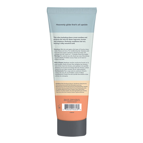 Backside of the Coochy Ultra Hydrating Shave Cream tube | Kinkly Shop