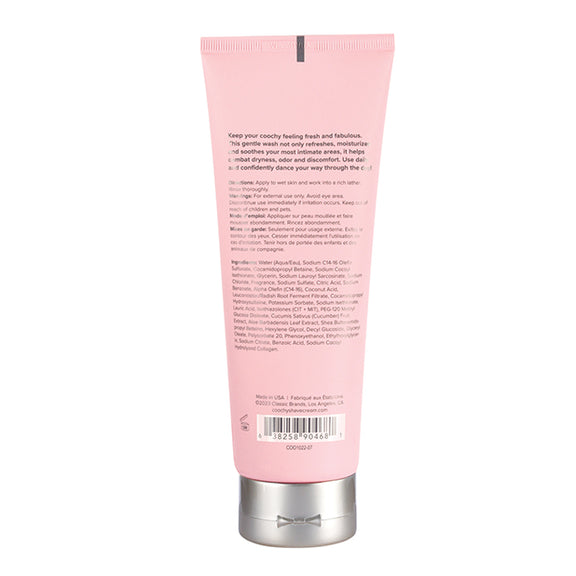 The backside of the COOCHY Fab Fresh Feminine Wash tube | Kinkly Shop
