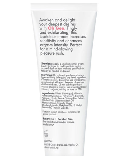 Backside of the CG Oh Gee G Spot Stimulant tube | Kinkly Shop
