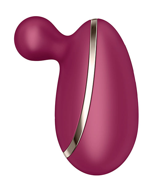 Side view of the Satisfyer Spot On 1 showcases how far out the clitoral "bulb" points out away from the toy. | Kinkly Shop