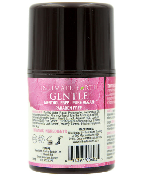 Backside of the packaging of the Intimate Earth Gentle Clitoral Gel | Kinkly Shop