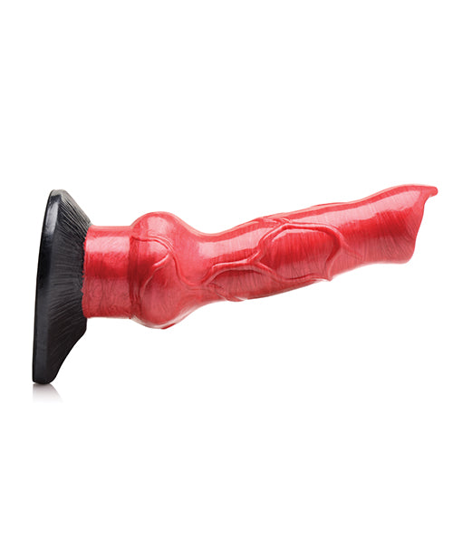 The Creature Cocks Hell-Hound shown suction cupped onto a flat surface. The dildo looks extremely rigid. | Kinkly Shop
