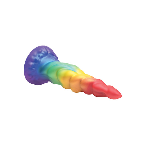 Side view of the Creature Cocks Magic Rider. The dildo gradually gets larger in size with a very thin tip and a pretty thick shaft near the base. | Kinkly Shop
