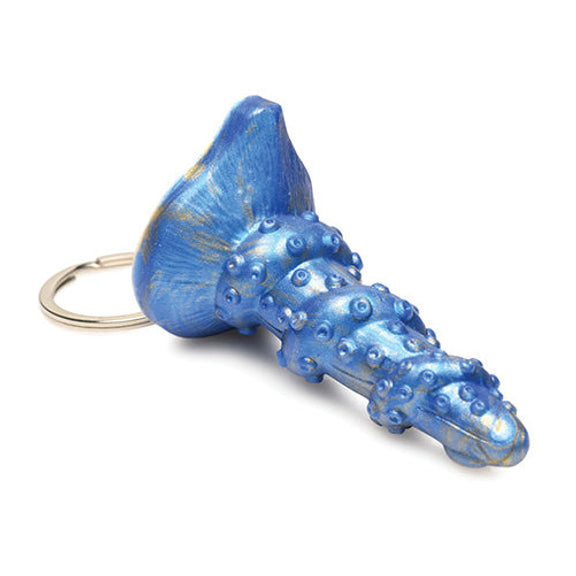The Creature Cocks Lord Kraken Key Chain in front of a plain white background. It's small and keychain sized. | Kinkly Shop