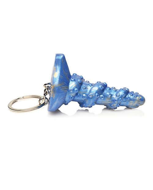 Side view of the Creature Cocks Lord Kraken Key Chain. It looks exactly like the dildo, including the flared base, except it's really little and attached to a keychain. | Kinkly Shop