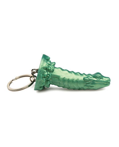 Side view of the Creature Cocks Cockness Monster Key Chain. The keychain dildo has a surprising amount of detail for being so small. | Kinkly Shop