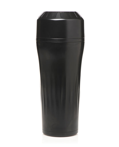 All of the plastic packaging removed from the Creature Cocks Raptor Stroker showcases the plain black stroker case that allows for a lot of discretion. | Kinkly Shop