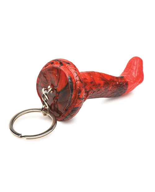 Close-up of the base of the Creature Cocks King Cobra Key Chain that showcases how the keychain chain is secured deep inside the silicone base. | Kinkly Shop