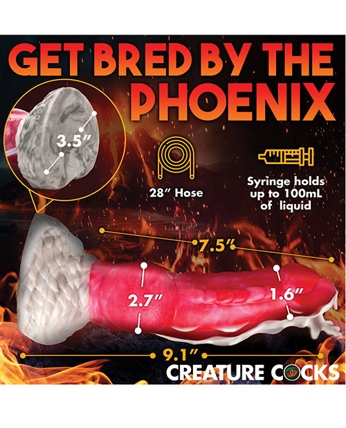 Measurements for the Creature Cocks Resurrector Phoenix Squirting including the 28" hose and syringe that holds 100mL of liquid. | Kinkly Shop