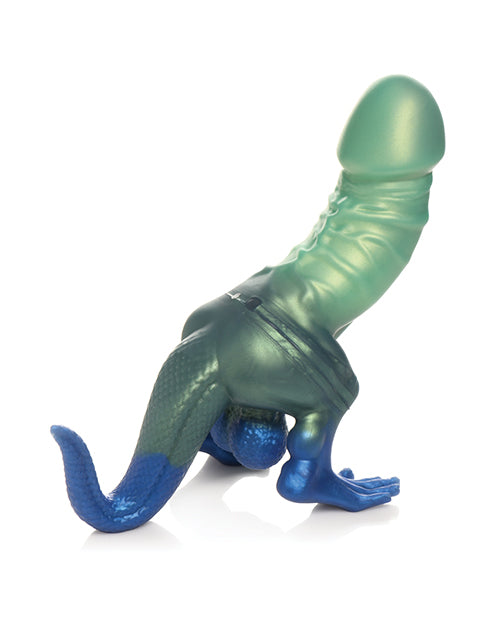 Backside of the Creature Cocks Jurassic Cock showcases the seam between the dildo's feet/tail/balls and the dildo's realistic shaft and head. | Kinkly Shop
