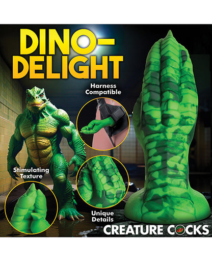 Collage of images showcases features of the Creature Cocks Raptor Claw including its harness compatibility, stimulating texture, and unique details. | Kinkly Shop