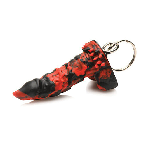 The Creature Cocks Fire Demon Keychain in front of a plain white background | Kinkly Shop