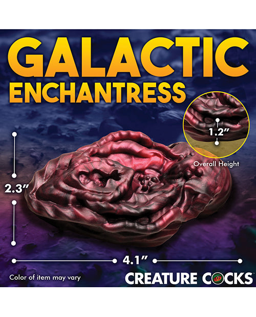 Measurements of the Creature Cocks Xeno Grinder superimposed over the grind itself. All measurements can be found within the product description text. | Kinkly Shop