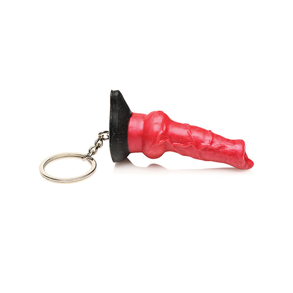 Side view of the Creature Cocks Hell-Hound Key Chain with the keychain protruding from the base of the dildo portion | Kinkly Shop
