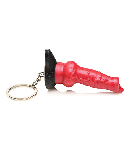 Side view of the Creature Cocks Hell-Hound Key Chain with the keychain protruding from the base of the dildo portion | Kinkly Shop