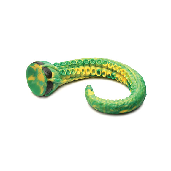 The Creature Cocks Titan shown wrapped in on itself, showcasing how flexible and floppy the length of the dildo is, better for depth training | Kinkly Shop