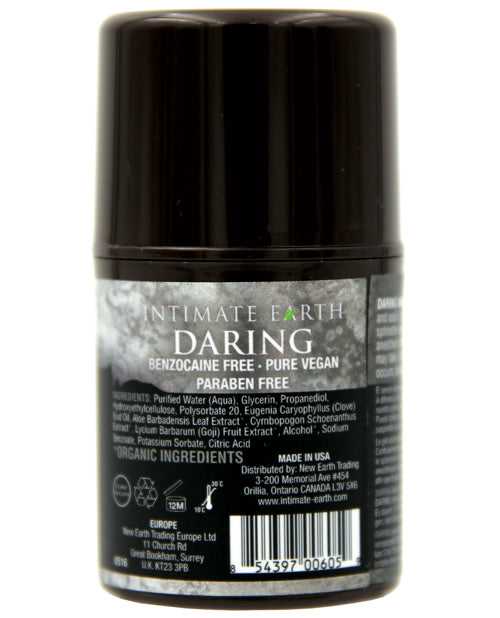 Backside of the Intimate Earth Daring Anal Relaxing Serum packaging | Kinkly Shop