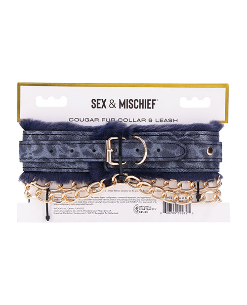 Backside of the packaging for the Sportsheets Cougar Fur Collar & Leash | Kinkly Shop