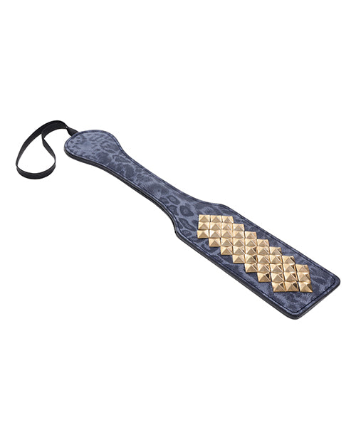 The Sportsheets Cougar Studded Paddle's handle is slimmer than the spanking surface of the paddle to make it easier to grip the paddle. | Kinkly Shop