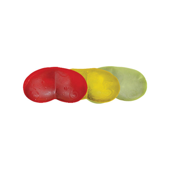 Close-up on the shape of the Gummy Boobs Candy as well as the three different colors they come in. | Kinkly Shop