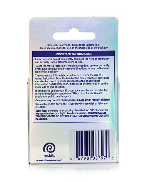 Backside of the packaging of the Durex Air Condoms | Kinkly Shop