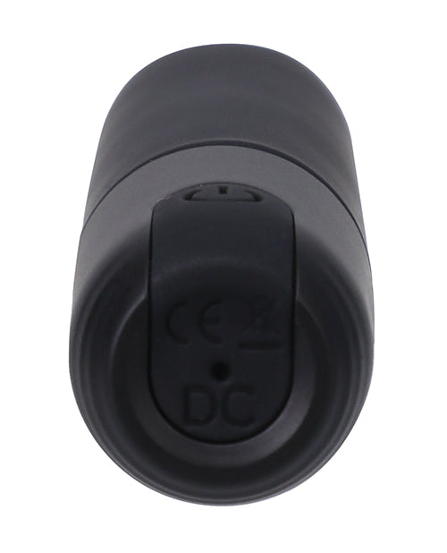 Close-up of the charging port underneath the In A Bag Bullet Vibe that shares a silicone piece with the button of the toy. | Kinkly Shop