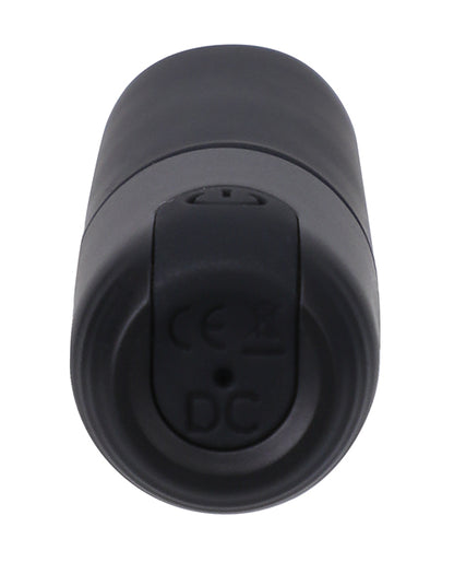 Close-up of the charging port underneath the In A Bag Bullet Vibe that shares a silicone piece with the button of the toy. | Kinkly Shop