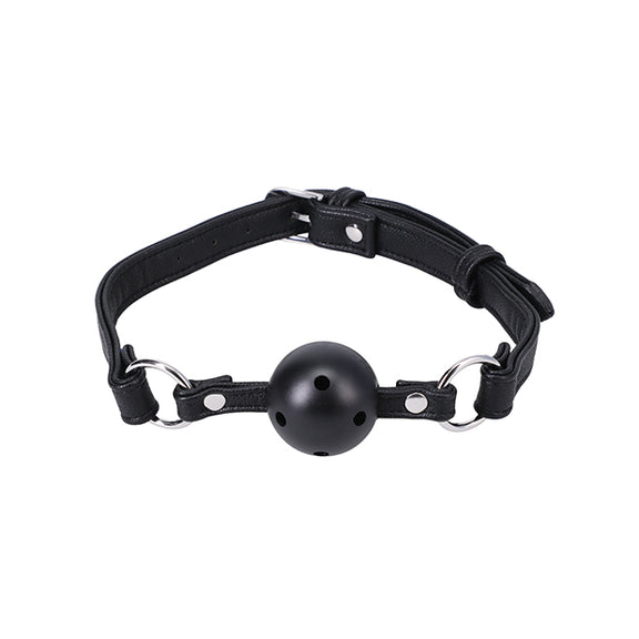 The In A Bag Ball Gag facing the camera, showcasing all of the holes in it designed to make it easily breathable. | Kinkly Shop