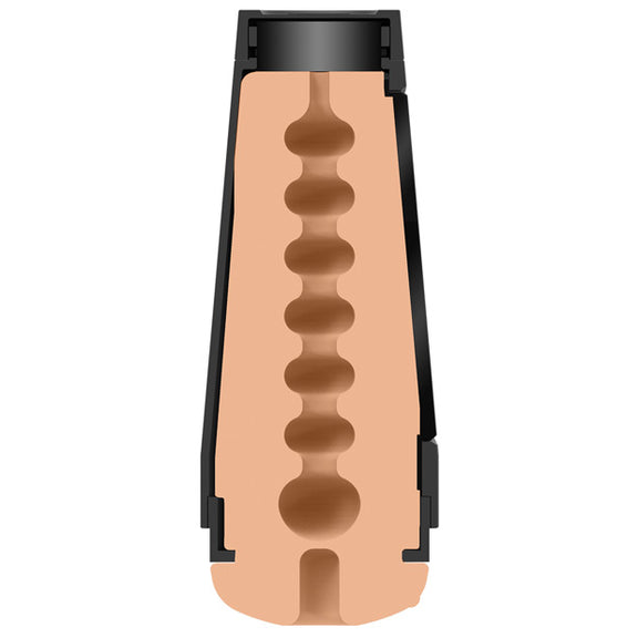 Cross-section of the Main Squeeze The Virgin texture inside of the stroker. It has a bubbled, rippled texture with a faux "hymen" at the entrance that will need to be slipped through with the initial use. | Kinkly Shop
